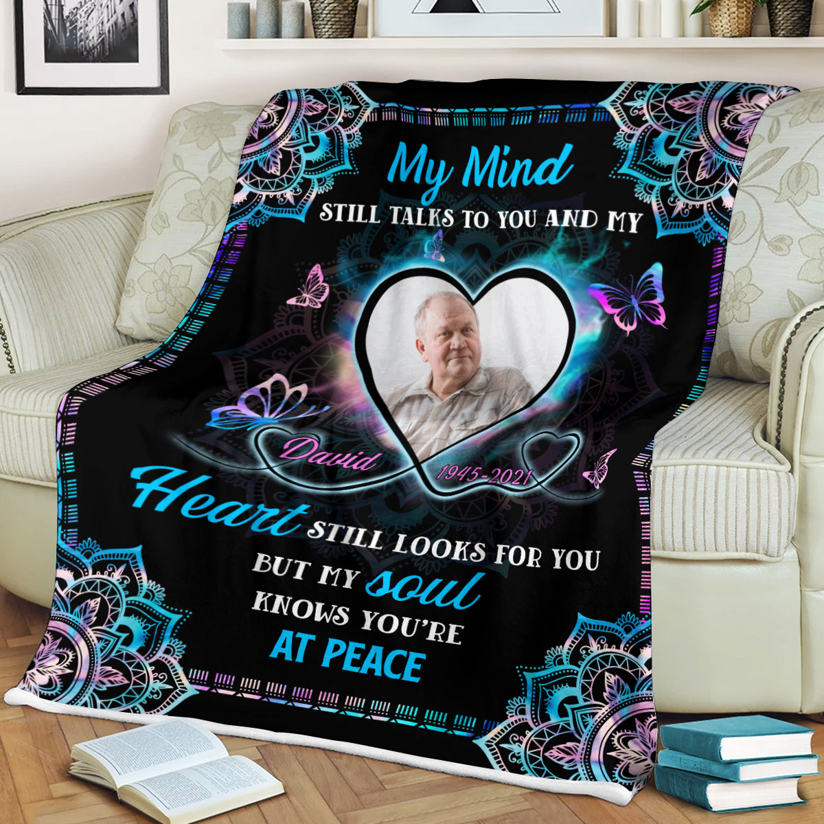 You Are At Peace Christmas Photo Blanket Memorial - Remembrance Gift - Memorial Personalized Custom Blanket - Christmas Gift, Sympathy Gift