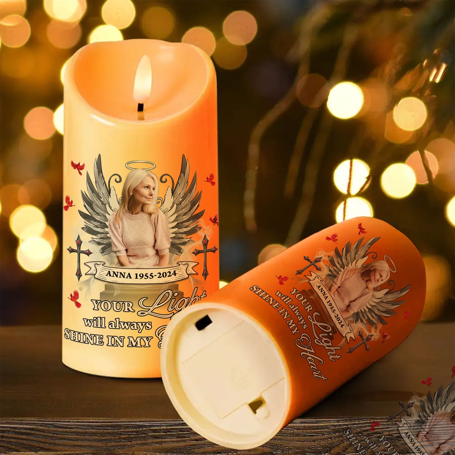 Your Light Will Always Shine Custom Photo Memorial - Personalized Flameless LED Candle