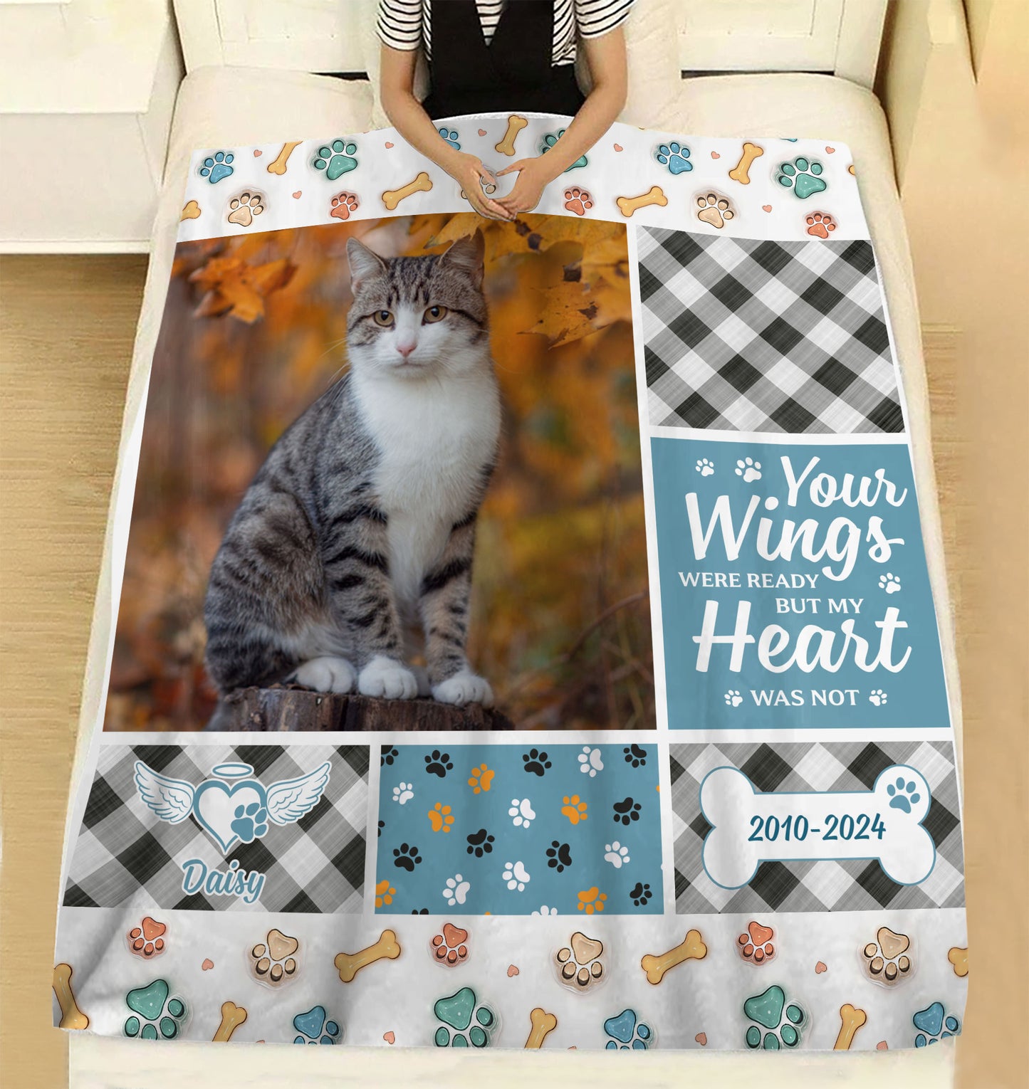 Hello From Heaven Custom Pet Photo - Memorial Dog Lover Personalized Custom Blanket - Christmas Gift, Sympathy Gift