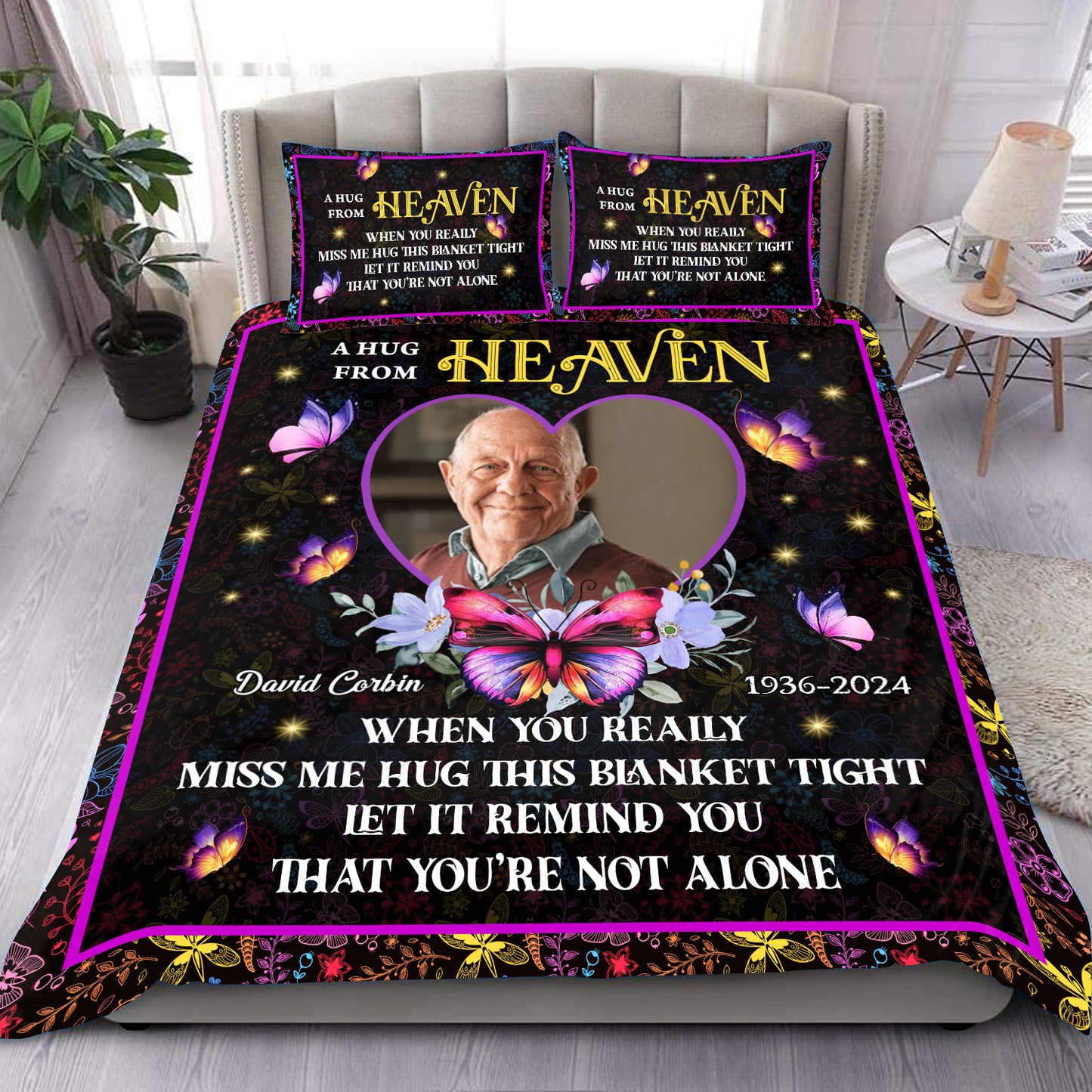 My Hug My Love - Memorial Personalized Custom Bedding Set - Christmas Gift, Sympathy Gift