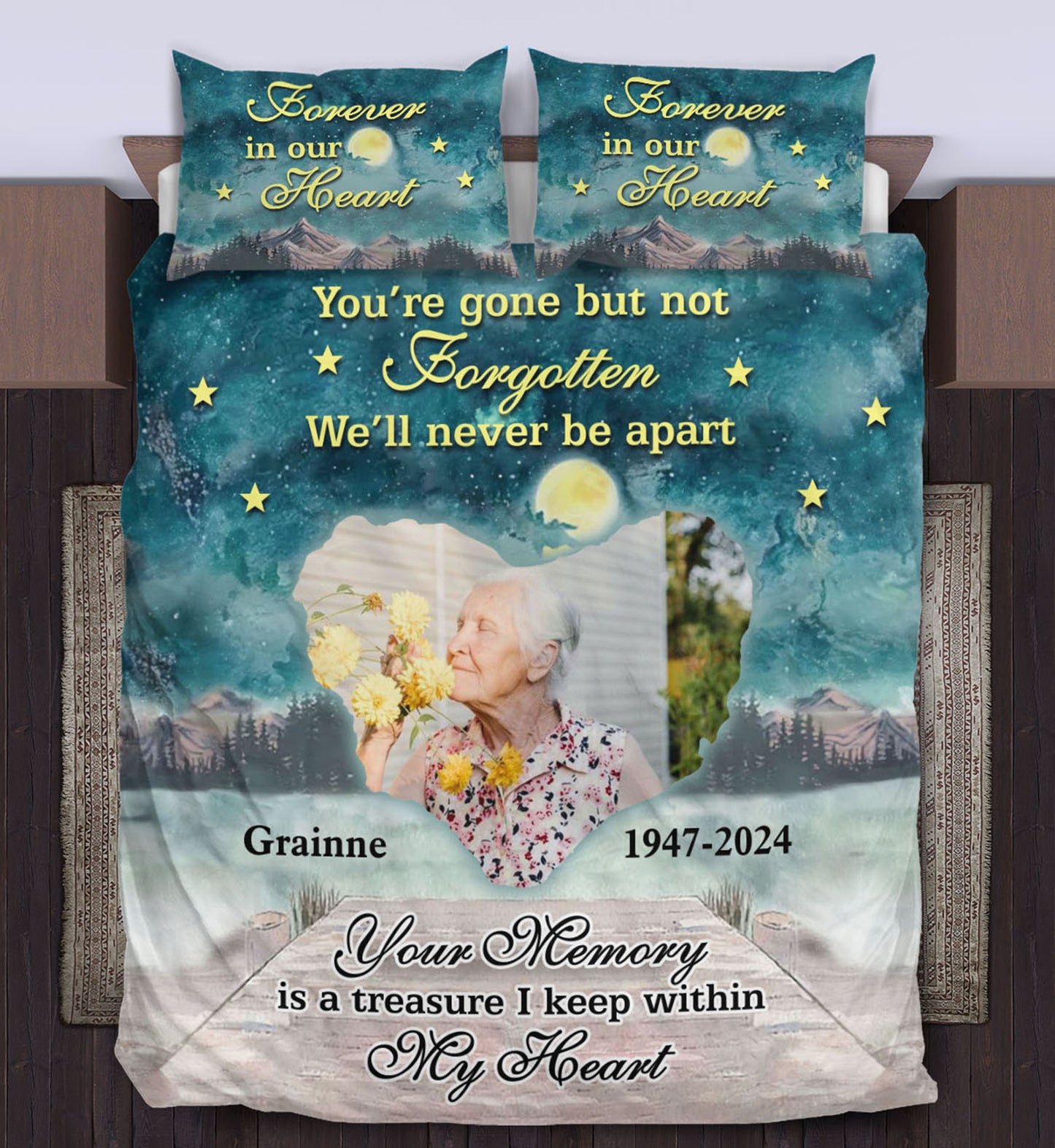 Gone But Never Forgotten  - Memorial Personalized Custom Bedding Set - Christmas Gift, Sympathy Gift