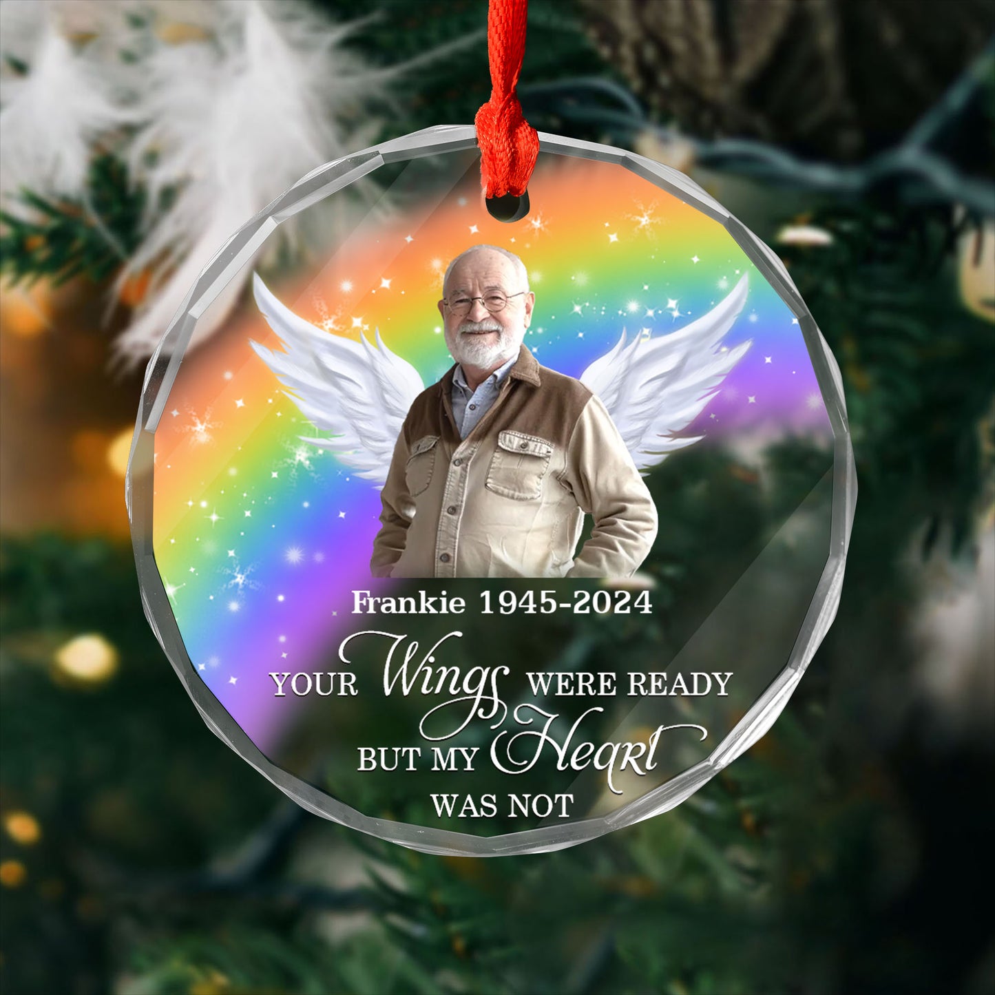 Rainbow Bridge - Personalized Custom Glass Ornament - Memorial Ornament Gift