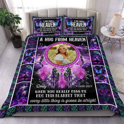 A Hug From Heaven Memorial Personalized Custom Bedding Set - Christmas Gift, Sympathy Gift