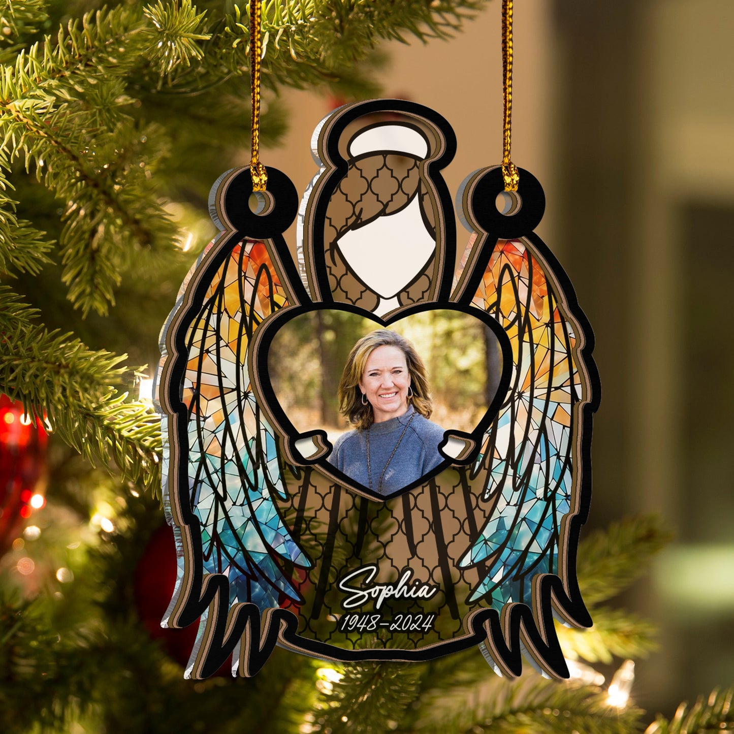 Angle Ornament Heaven  - 2 Layer Wood Ornament - Memorial Custom Acrylic Ornament - Custom Ornament