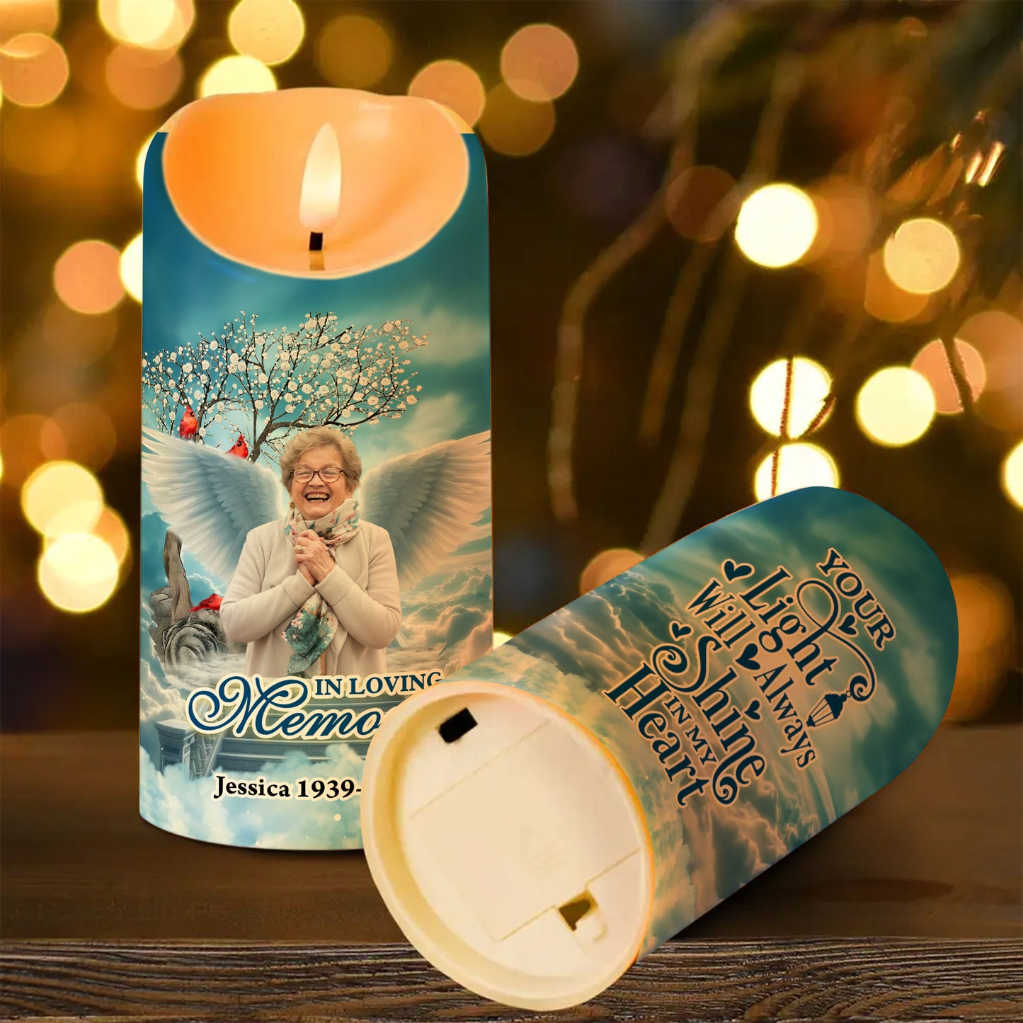 Your Life Was A Blessing Custom Photo Memorial - Personalized Flameless LED Candle