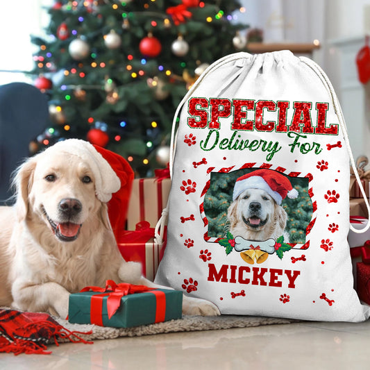 Special Delivery For Christmas Bag Custom Photo - Christmas Gift For Dog Lovers Cat Lovers - Personalized Christmas Sack - Custom Christmas Bag