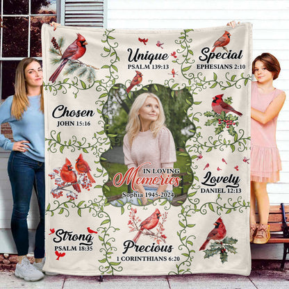 Loving Memories Heaven Flowers Christmas Photo Blanket Memorial - Remembrance Gift - Memorial Personalized Custom Blanket - Christmas Gift, Sympathy Gift