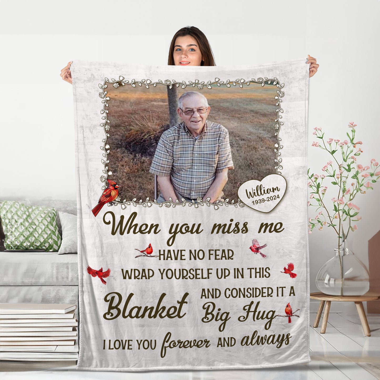 Custom Photo When You Miss Me Memories Blanket Memorial - Remembrance Gift - Memorial Personalized Custom Blanket - Christmas Gift, Sympathy Gift