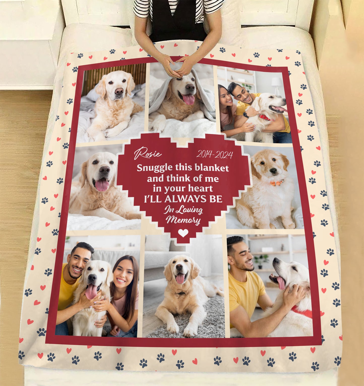 Memorial Pet Lovers Heart Custom Pet Photo - Memorial Dog Lover Personalized Custom Blanket - Christmas Gift, Sympathy Gift For Pet Lover