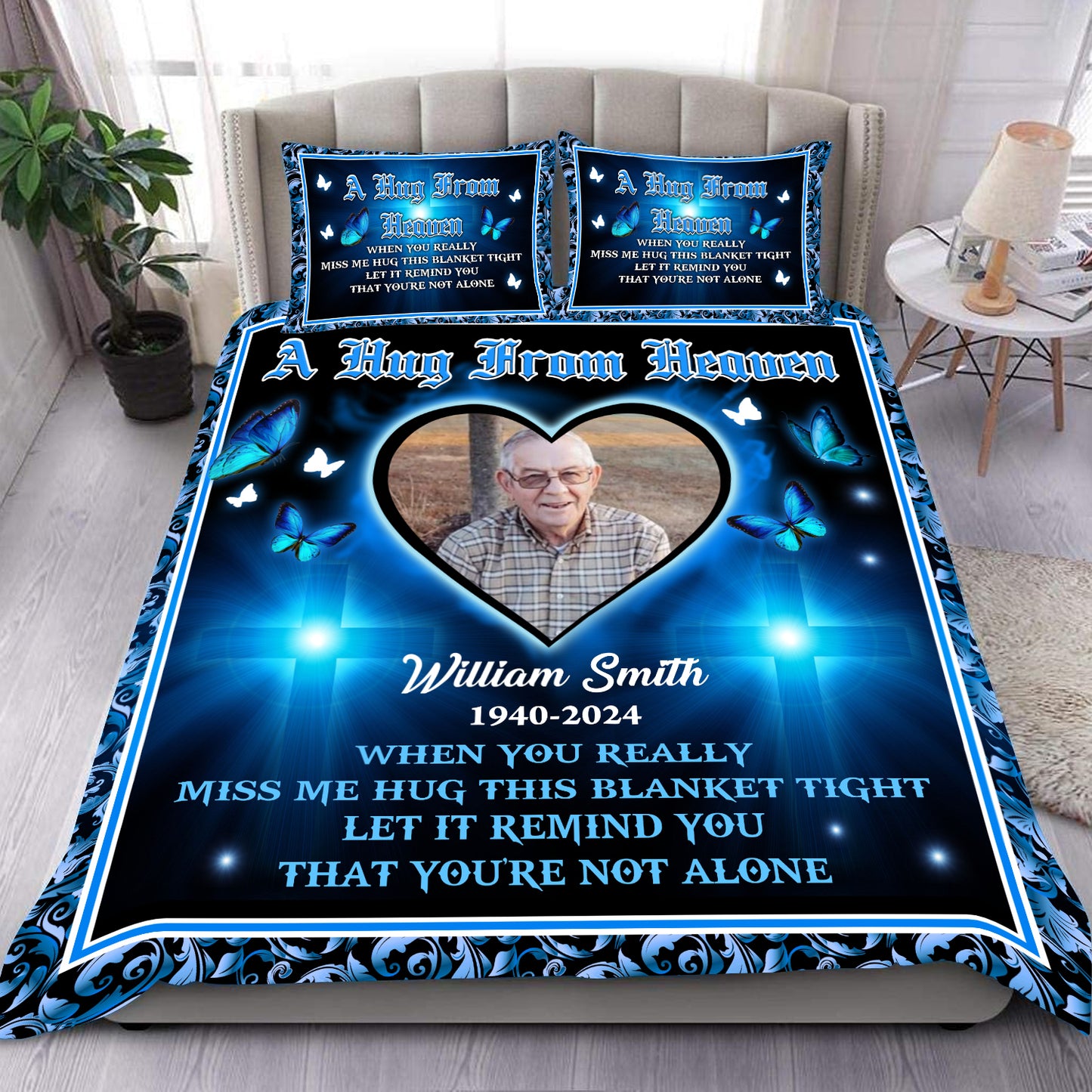 Let It Remind You Sending You My Love And Hug You Day and Night - Memorial Personalized Custom Bedding Set - Christmas Gift, Sympathy Gift