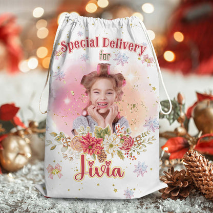 Christmas Santa Sack Special Delivery Bloom Bag Custom Photo - Christmas Family Gift - Personalized Christmas Sack - Custom Christmas Bag