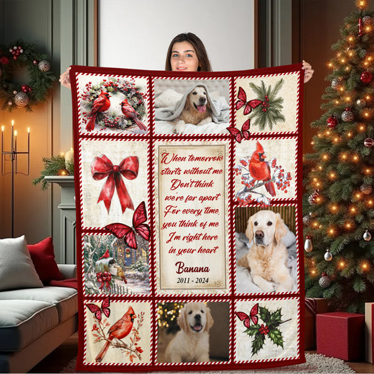 When Tomorrow Starts Without Me Christmas Photo Blanket Memorial - Remembrance Gift - Memorial Personalized Custom Blanket - Christmas Gift, Sympathy Gift