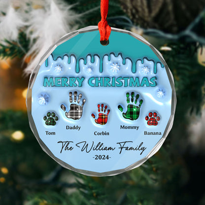 God Bless Our Family - Personalized Custom Glass Ornament - Ornament Gift