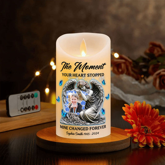 Custom Photo Memorial The Moments Your Heart Stopped - Personalized Flameless LED Candle