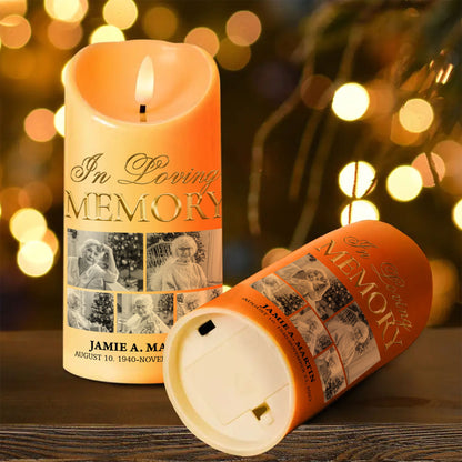 In Loving Memorial Custom Photo Memorial - Personalized Flameless LED Candle