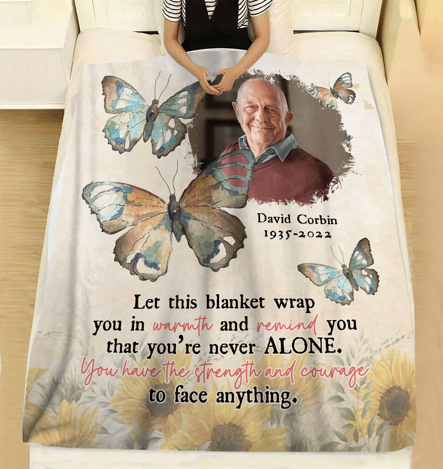 You're Never Alone Blanket Memorial - Remembrance Gift - Memorial Personalized Custom Blanket - Christmas Gift, Sympathy Gift