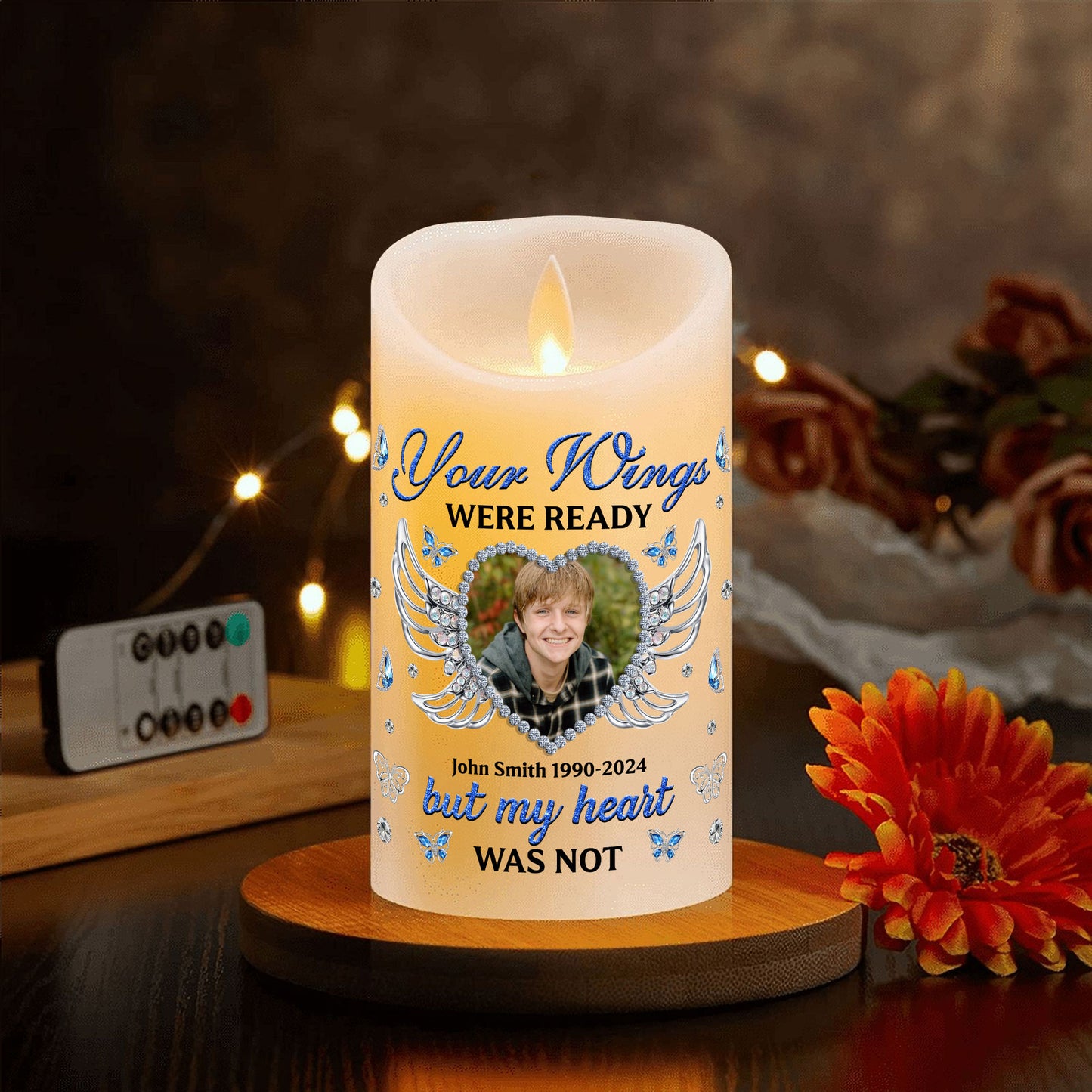 Your Wings Were Ready But My Heart Was Not - Personalized Flameless LED Candle