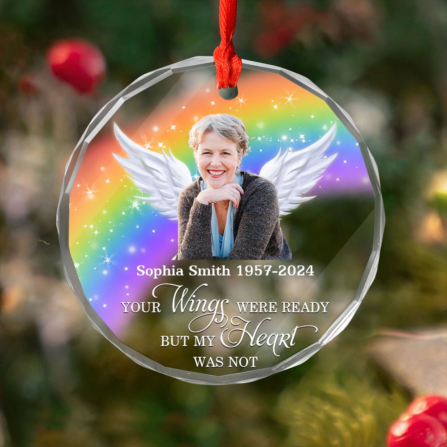 Rainbow Bridge - Personalized Custom Glass Ornament - Memorial Ornament Gift