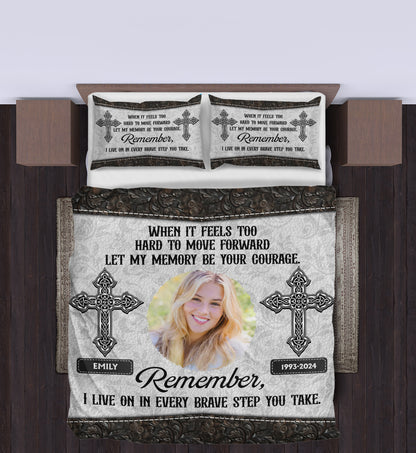 Every Brave Step You Take Cross - Memorial Personalized Custom Bedding Set - Christmas Gift, Sympathy Gift