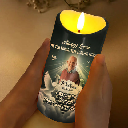 Always In Our Thoughts Memorial  - Personalized Flameless LED Candle