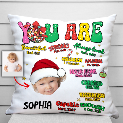 You Are Beautiful Christmas Pillow - Personalized Custom Throw Pillow