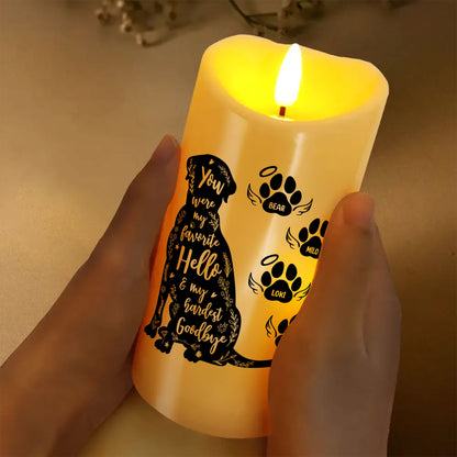 My Favorite Hello and Hardest Goodbye - Personalized Flameless LED Candle