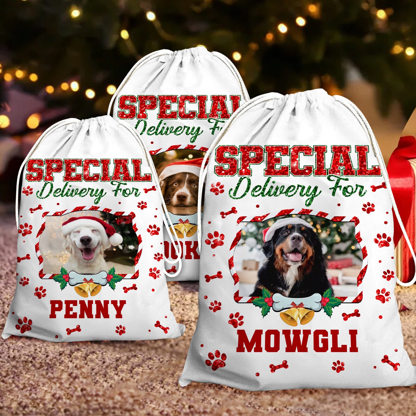 Special Delivery For Christmas Bag Custom Photo - Christmas Gift For Dog Lovers Cat Lovers - Personalized Christmas Sack - Custom Christmas Bag