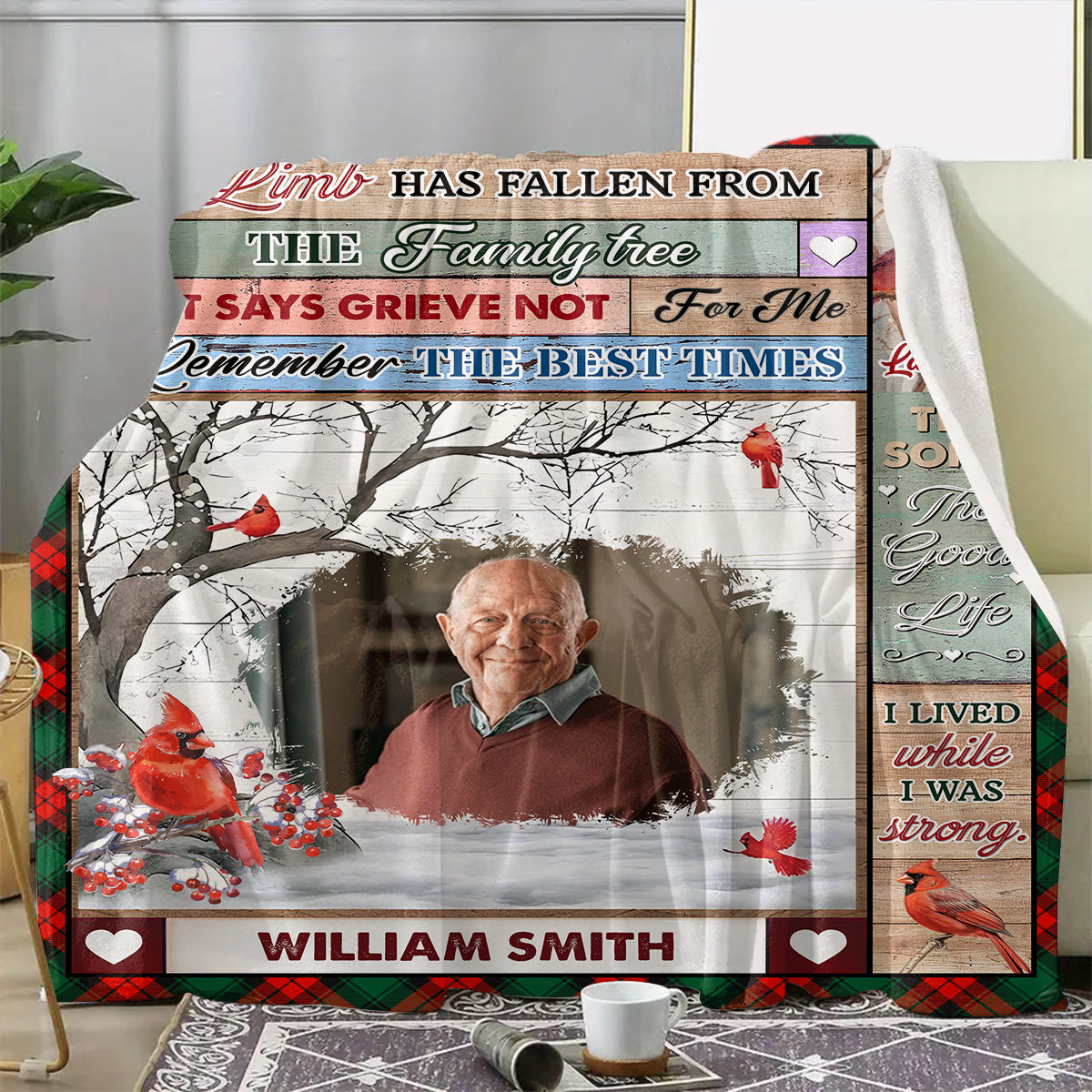 A Limb Has Fallen From The Family Tree Christmas Photo Blanket Memorial - Remembrance Gift - Memorial Personalized Custom Blanket - Christmas Gift, Sympathy Gift