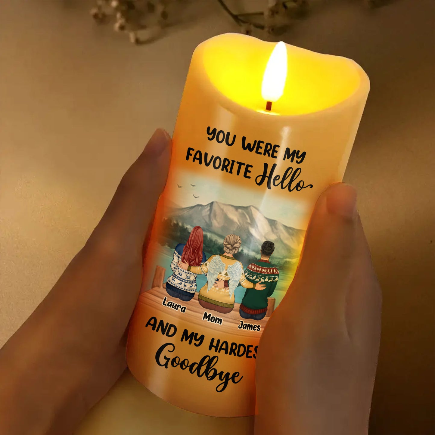 My Favorite Hello Custom Photo Memorial - Personalized Flameless LED Candle