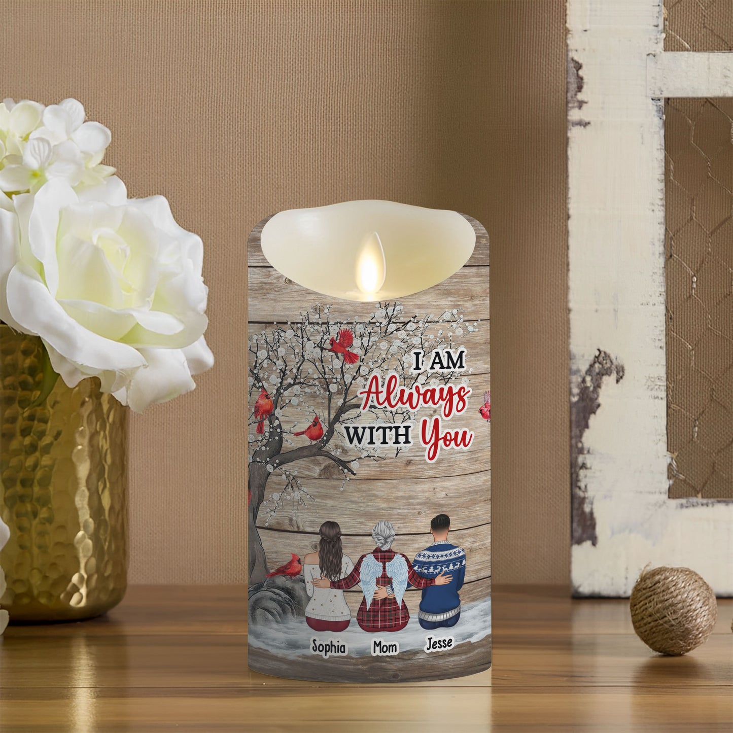 I Am Always With You Custom Photo Memorial In Loving Memories - Personalized Flameless LED Candle