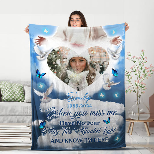 God Hand When You Really Miss Me Hug This Blanket Love From Heaven Memorial Blanket - Remembrance Gift - Memorial Personalized Custom Blanket - Christmas Gift, Sympathy Gift