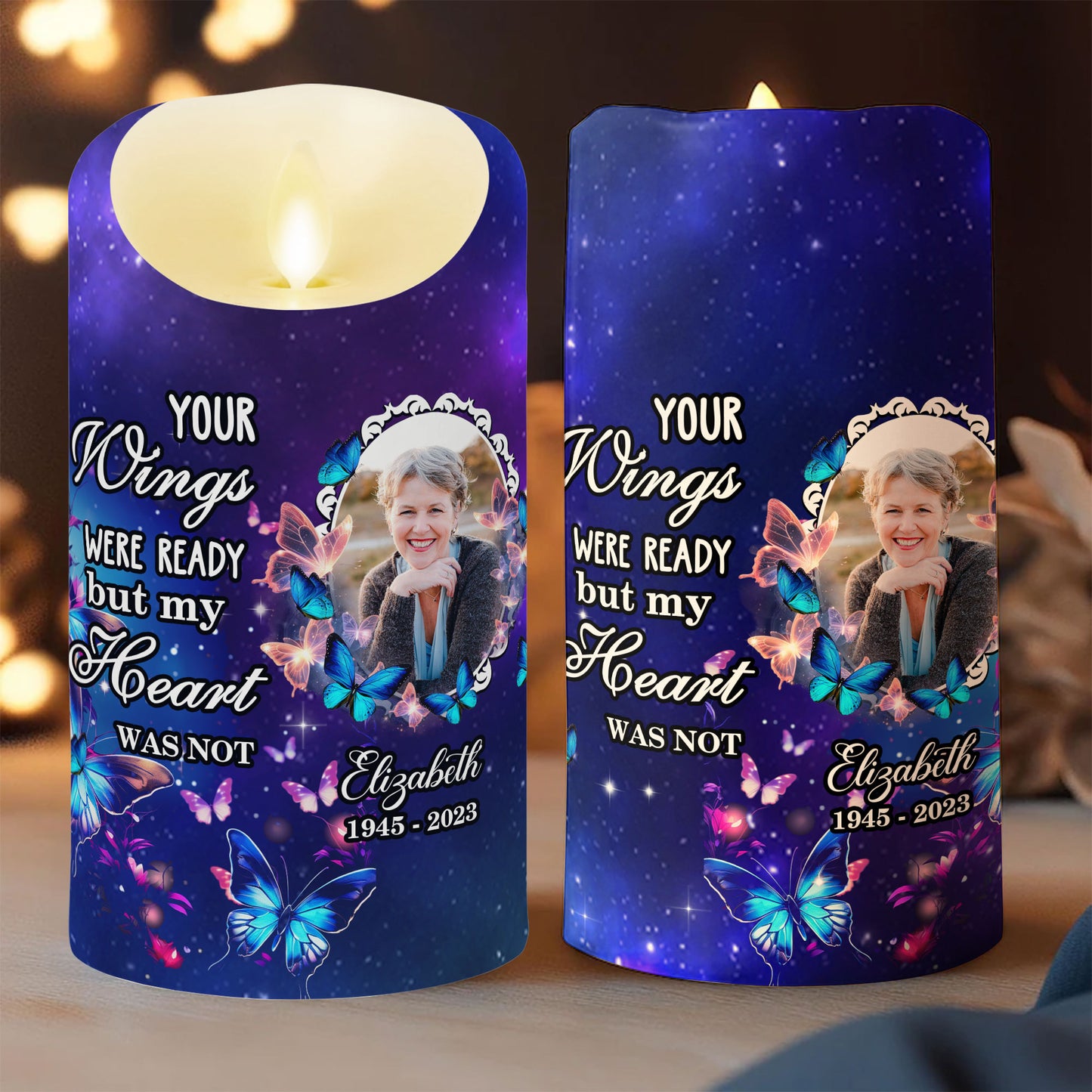 Your Wings Were Ready But My Heart Was Not Butterfly - Personalized Flameless LED Candle