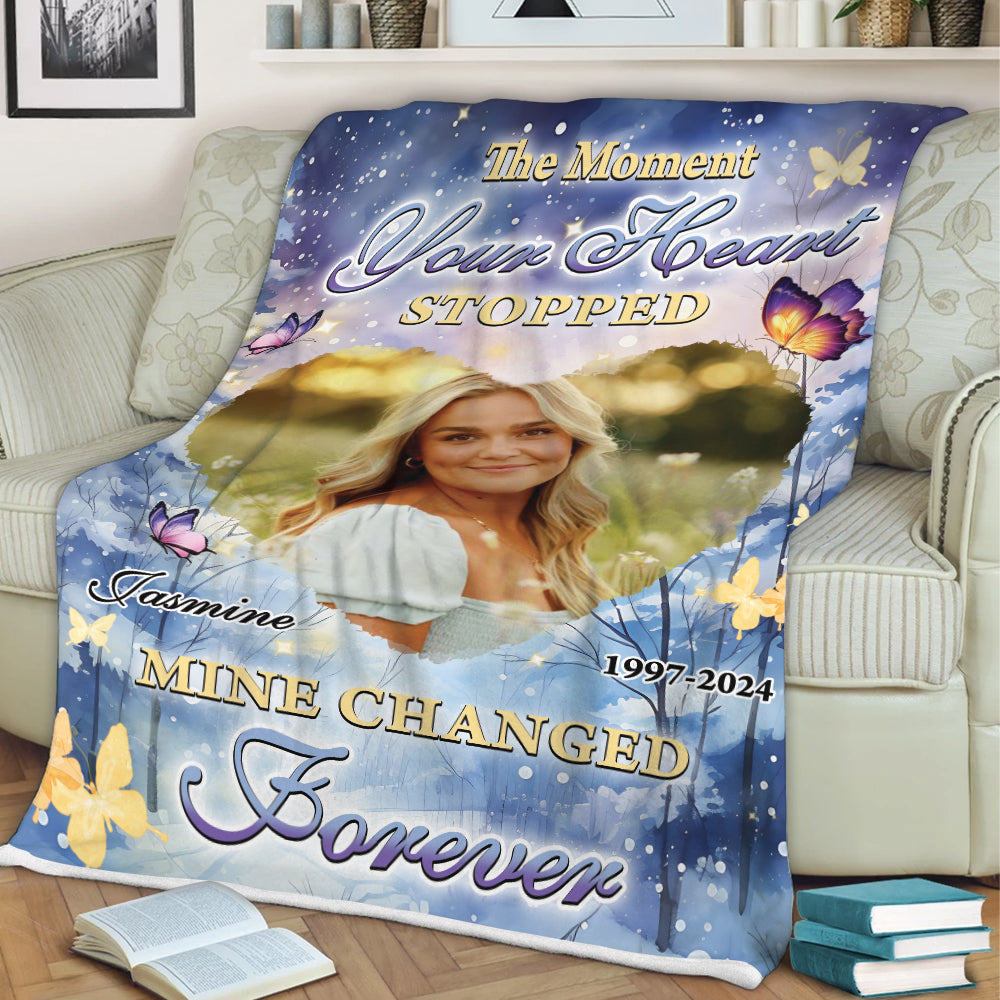 The Moment Your Heart Stopped Remembrance Gift - Memorial Personalized Custom Blanket - Christmas Gift, Sympathy Gift