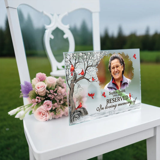 Cardinal Reserved Memorial -  Personalized Memorial Plaque Sympathy Gift, In Loving Memory Present, Custom Mother Memorial Plaque