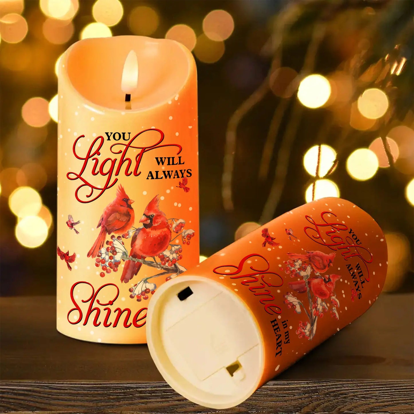 Your light will always shine in my heart  - Personalized Flameless LED Candle