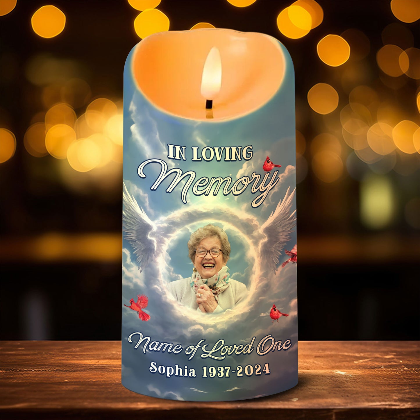 Custom Photo Memorial In Loving Memories - Personalized Flameless LED Candle