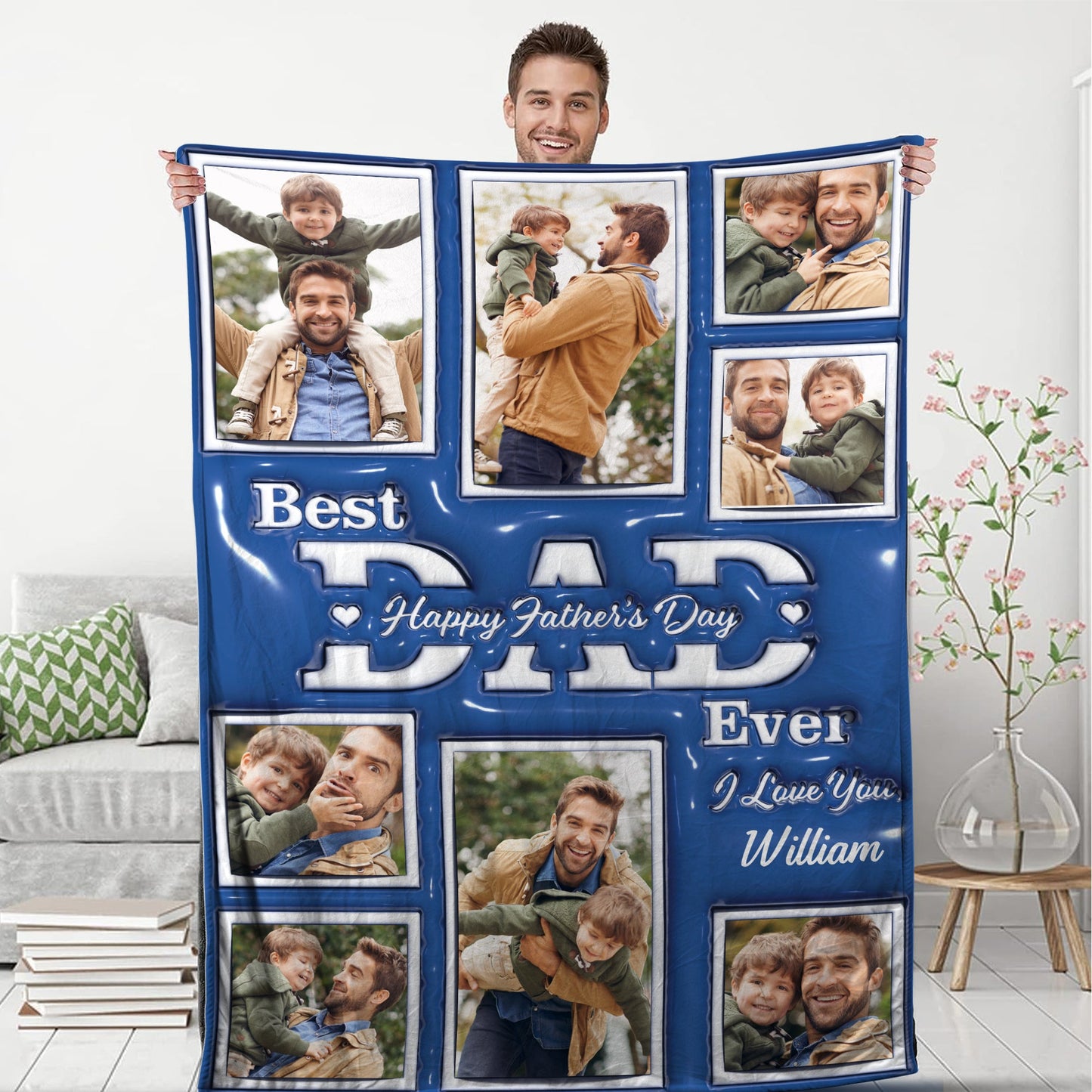 Best Dad Ever - Memorial Personalized Custom Blanket - Happy Father's Day - Gift For Him