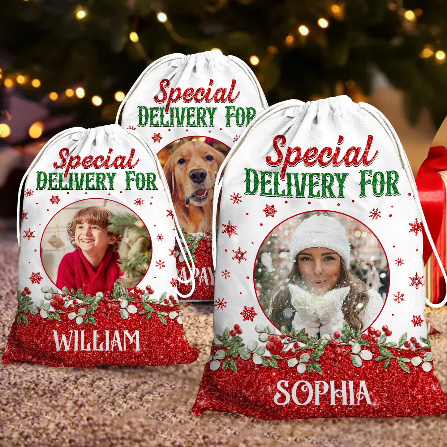 Family Christmas Bag for Holiday Presents Christmas Bag Custom Photo - Christmas Family Gift - Personalized Christmas Sack - Custom Christmas Bag