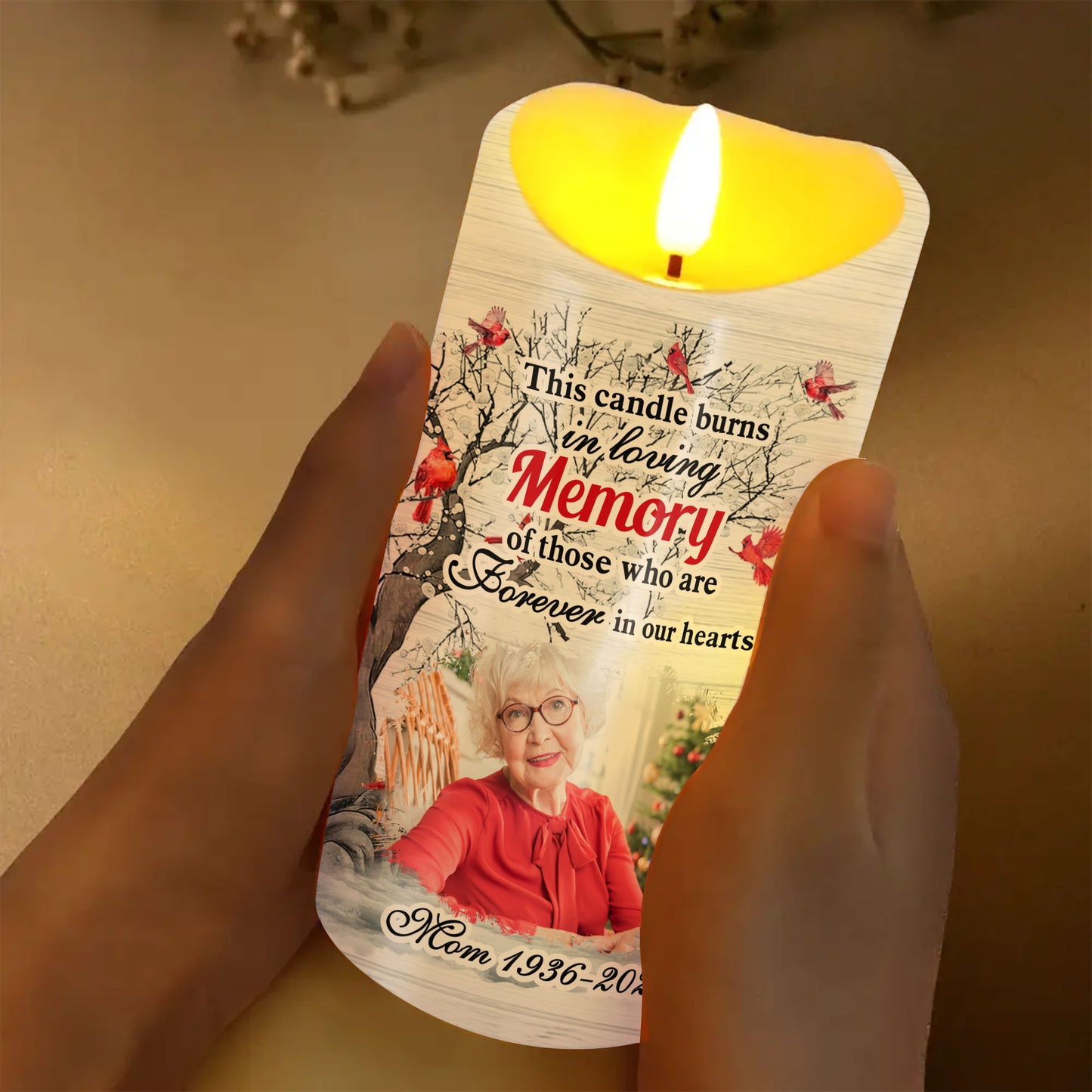 Candle Burns Your Life Was A Blessing Custom Photo Memorial - Personalized Flameless LED Candle