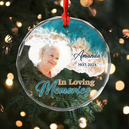 In Loving Memories Beach Keepsake - Personalized Custom Glass Ornament - Memorial Ornament Gift