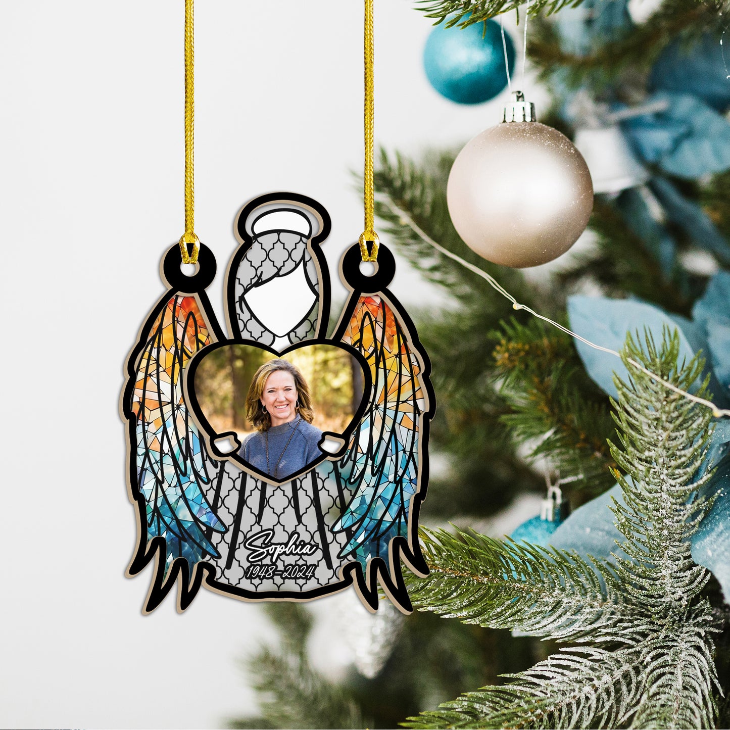 Angle Ornament Heaven  - 2 Layer Wood Ornament - Memorial Custom Acrylic Ornament - Custom Ornament