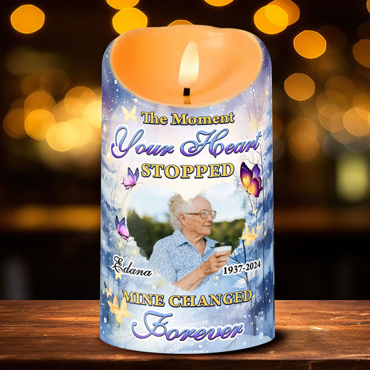 Moment Your Heart Stopped Memorial Candle - Personalized Flameless LED Candle