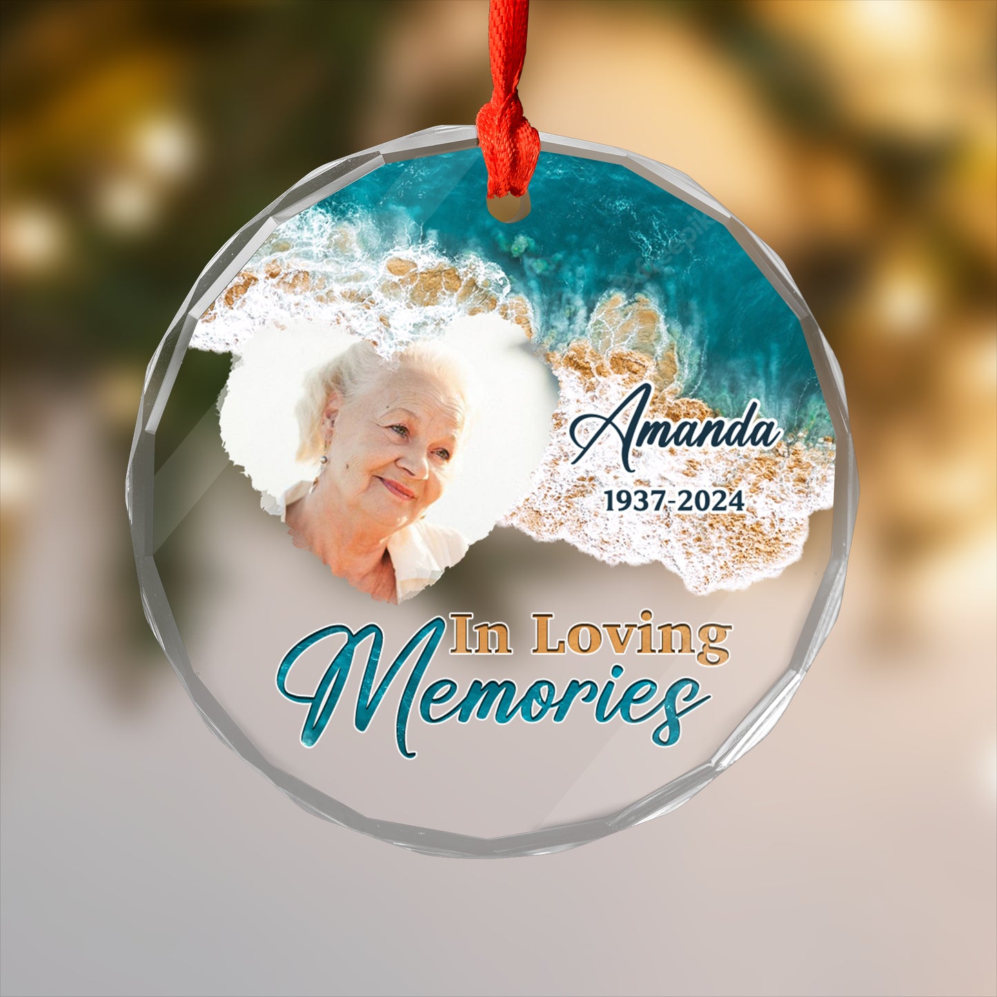 In Loving Memories Beach Keepsake - Personalized Custom Glass Ornament - Memorial Ornament Gift