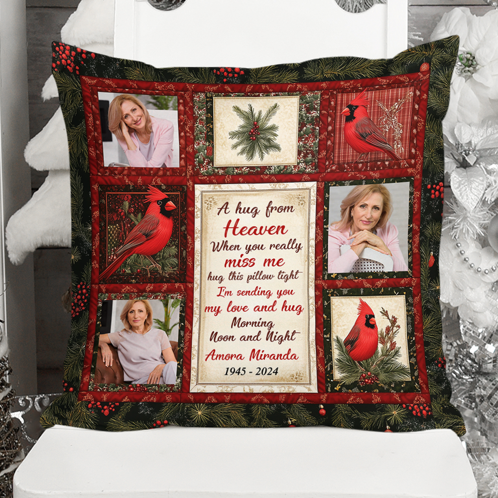 A Hug From Heaven Cardinal - Personalized Custom Throw Pillow