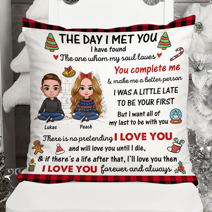 The Day I Meet You Christmas Pillow - Personalized Custom Throw Pillow