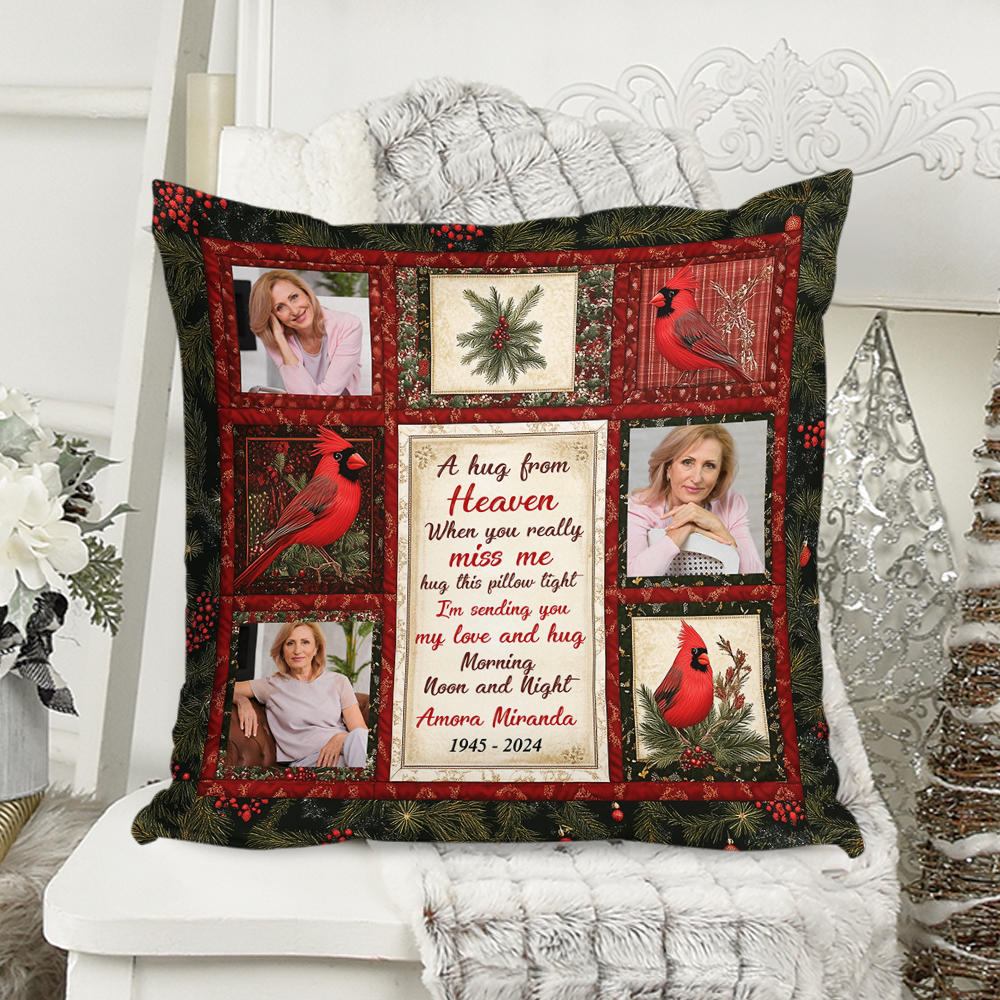 A Hug From Heaven Cardinal - Personalized Custom Throw Pillow