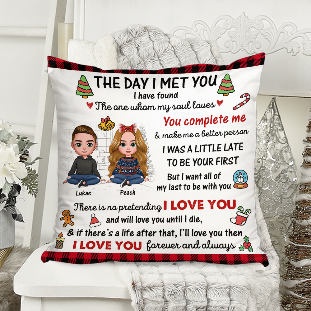 The Day I Meet You Christmas Pillow - Personalized Custom Throw Pillow