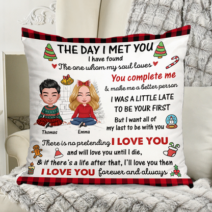 The Day I Meet You Christmas Pillow - Personalized Custom Throw Pillow