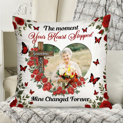 The Moment Your Heart Stopped My Love and Hug - Personalized Custom Throw Pillow