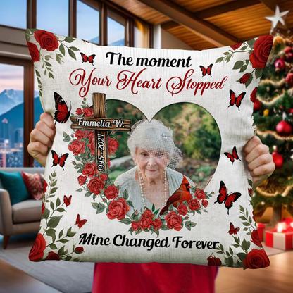 The Moment Your Heart Stopped My Love and Hug - Personalized Custom Throw Pillow